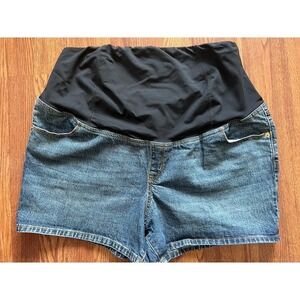 Women's ISABEL MATERNITY Midi Short Denim Full‎ Panel Maternity Shorts Size 4